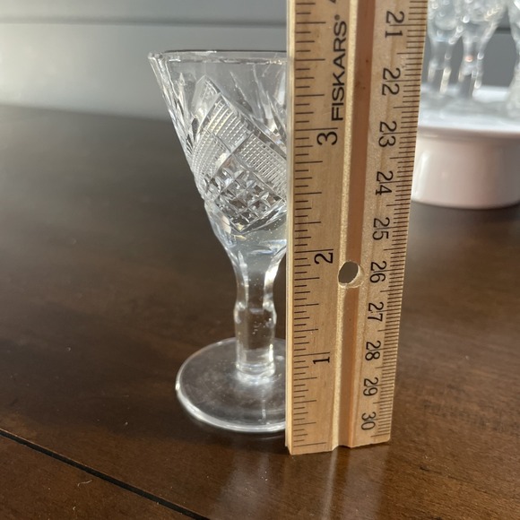 Crystal glass DIAMOND & STARBURST CORDIAL GLASSES SET OF 6 henryk szlufiernia - Picture 8 of 12